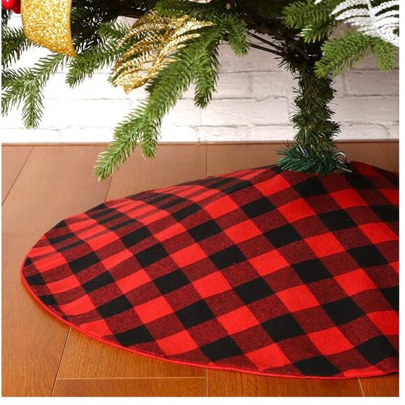 36” Red & Black Buffalo Plaid Christmas Tree Skirt Holiday Décor | New in Box - Picture 2 of 7